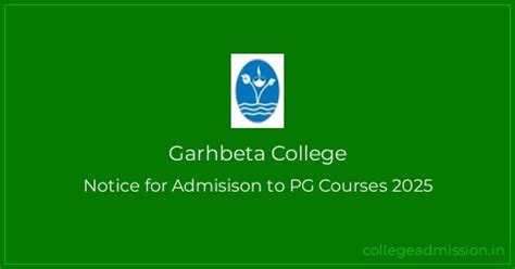 Garhbeta College: Notice for Admisison to PG Courses 2025 | College ...