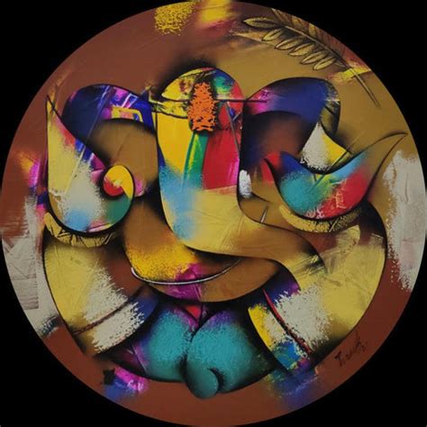 "Ganesha": Brown Acrylic Painting (24x24) by Paras Parmar | ArtZolo.com