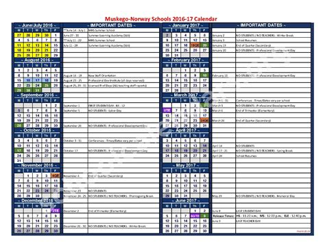 Muskego-Norway School District Calendars – Muskego, WI