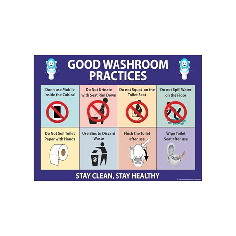Anne Print Solutions® Good Washroom Practices Toilet Stickers Size 12 X ...