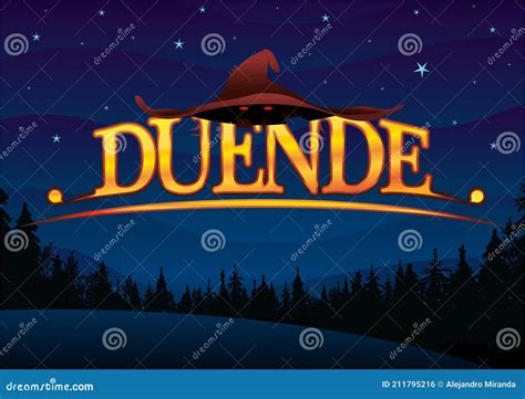 Word DUENDE - Leprechaun in Spanish Language. Letters in Yellow Color ...