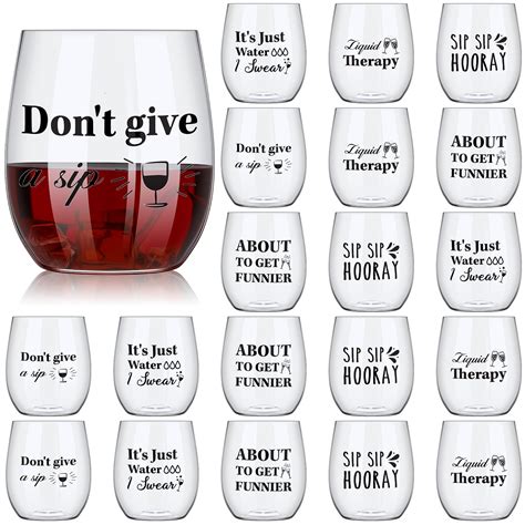 ***MISSING 5 GLASSES*** Zhehao 20 Pcs Funny Acrylic Glasses 12oz Clear ...