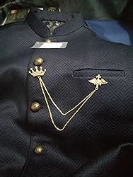 Buy FURE Antique Golden Metal Double Chain Crown Wing Brooch for Men at ...