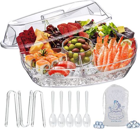 Amazon.com | LIMOEASY Chilled Serving Tray, 15" Clear Plastic Party ...
