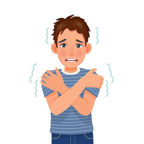 young man trembling feeling cold hugging himself 13432908 Vector Art at ...