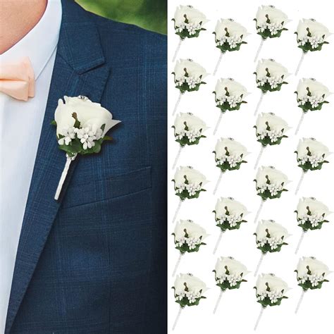 Wedding Boutonniere Set of 6 Silk Groom Flower Boutonniere for Men ...
