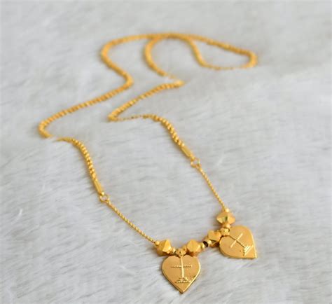 Gold tone 24 inches rope chain with heart cross mangalyam dj-43905 ...