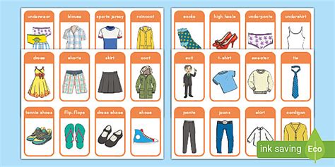 Clothes Flash Cards