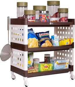 Trendy 3 Tier Multi-Purpose Storage Organizer Rack for Home with Wheels ...