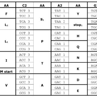 Codon Table 的图像结果