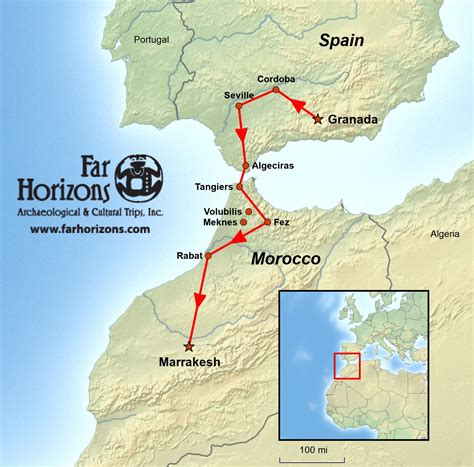 Spain and Morocco Tour Map - Far Horizons Archaeological & Cultural Trips | Far Horizons