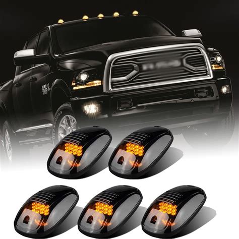 Buy AMEXMART 5X Amber LED Cab Lights Smoked Cab Roof Running Top Marker ...