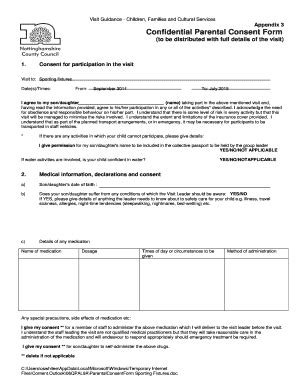 Fillable Online becketonline co Confidential Parental Consent Form ...