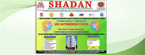 SHADAN WOMEN’S COLLEGE OF ENGINEERING & TECHNOLOGY – An Autonomous ...