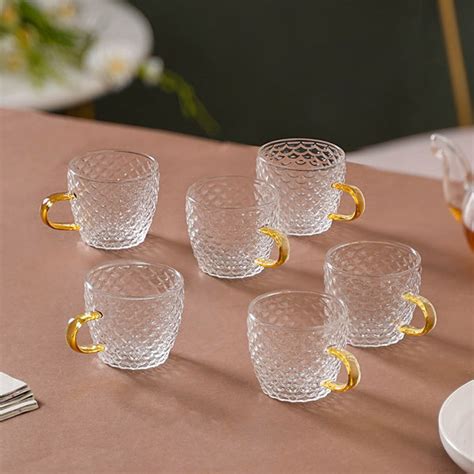 Glass Teacup Set of 6 Online - Premium Tea Cup | Nestasia