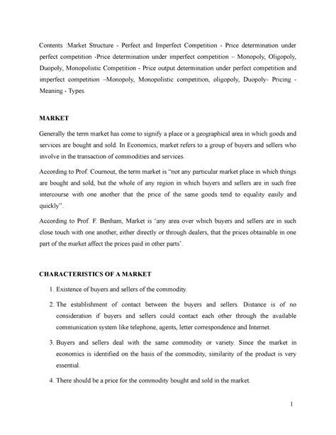 Economics module 4 - eco - 1 Contents :Market Structure - Perfect and ...