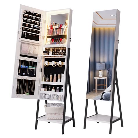 Buy Jajov Freestanding Jewelry Cabinet /w 47.2" Full Length Mirror ...
