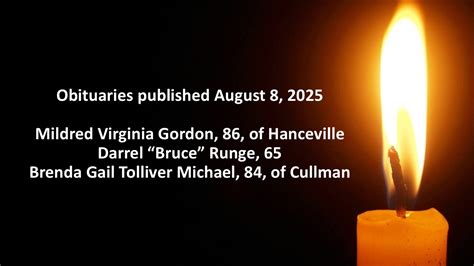 Obituaries published August 8, 2025... - The Cullman Tribune | Facebook