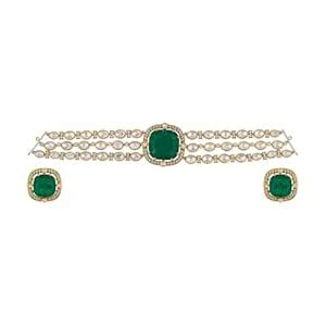 Buy KUSHAL'S Fashion Jewellery Green Victorian Polished Copper Kundan ...