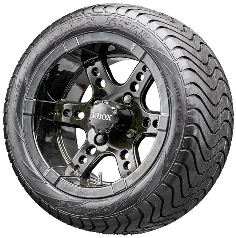 Golf Cart Wheels and Tires - 12" RHOX RX252 Black w/ Low Pro Tires ...