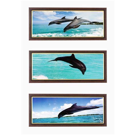 Wens Dolphin Jumping in Sea MDF Wall Art (43 cm x 18 cm x 1 cm, Set of ...
