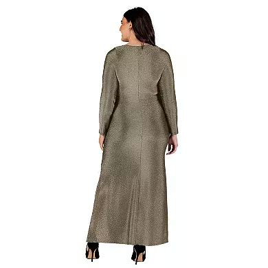 Plus Size 24Seven Comfort Apparel Fitted Long Sleeve Shimmery Fabric ...