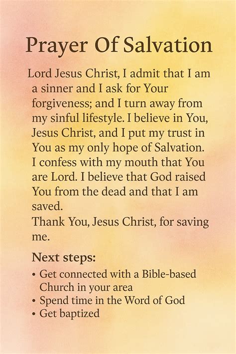 Prayer of Salvation – Printable Christian Encouragement Card ...