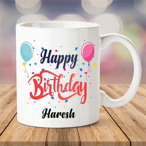 Buy IBGift Happy Birthday Haresh Coffee Name Mug, 350 ml, White Mug ...