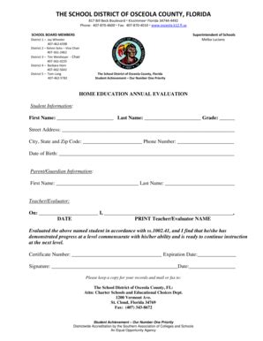 Fillable Online osceola k12 fl First Name Last Name Grade - osceola k12 ...