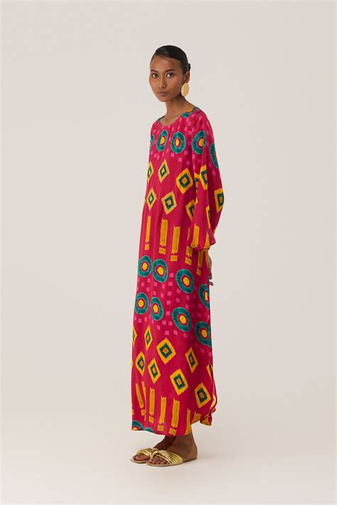 Crimson Circle Ikat Kaftan Dress – SiSa