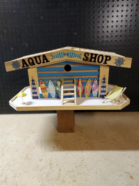 Aqua / Surf Shop Birdhouse - VERY UNQUIE - All Cedar and Pine - Easy ...