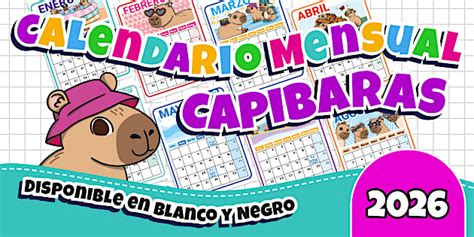 Calendario | Mensual | 2026 | Capibaras
