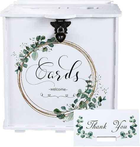 Buy Wedding Card Box Elegant White Wooden Wedding Card Box with Lock ...