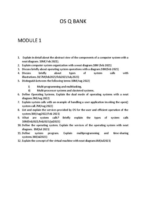 Q BANK (OS) - mm,l - OS Q BANK MODULE 1 Explain in detail about the ...