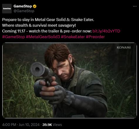 GameStop Says Its Metal Gear Solid Delta: Snake Eater Release Date Was ...