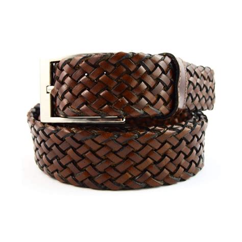 Buy Brown Braided Belt For Men - Genuine Leather 3.5 Cm
