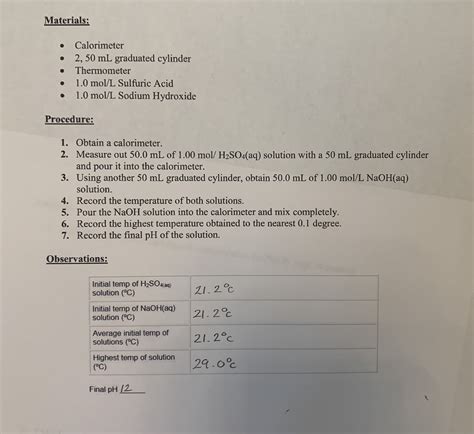 - Calorimeter - 2,50 mL graduated cylinder - | Chegg.com