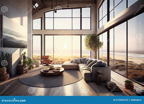 Sun-drenched Living Room with Floor-to-ceiling Windows and Ocean Views ...
