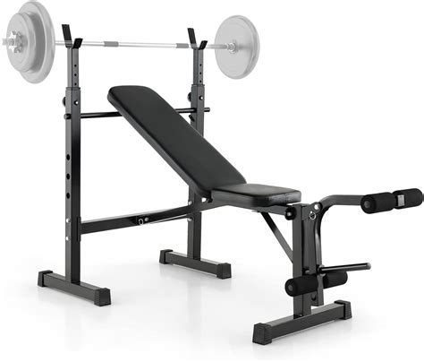 Goplus Adjustable Olympic Weight Bench Barbell Rack Set, Flat Incline ...