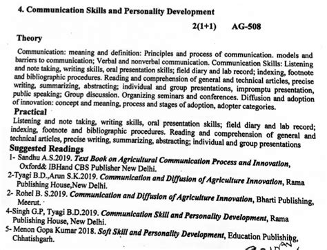 B.Sc. Ag. (Hons) 5th Semester Syllabus According to ICAR 5th Dean Committee