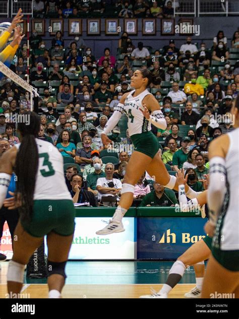 September 4, 2022 - Hawaii outside hitter Braelyn Akana (14) hits the ...