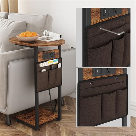 Mua Vagusicc C Shaped End Table with Charging Station, Small Side Table ...