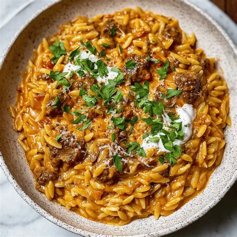 Creamy Tomato Beef Orzo Recipe - Creative Dinner Ideas