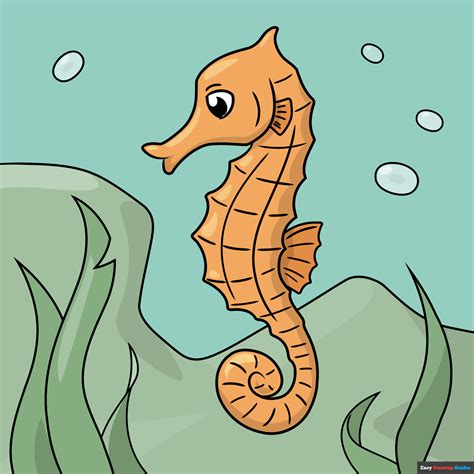 Seahorse Drawing Colorful