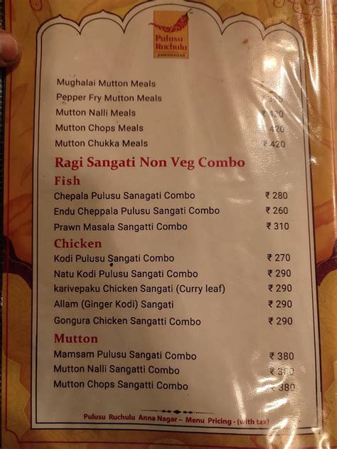 Menu at Pulusu Ruchulu - Anna Nagar East, Chennai, 7