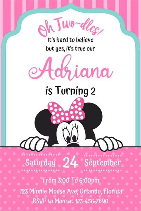 Minnie Mouse Birthday Invitation Template Canva 2 | Minnie mouse ...