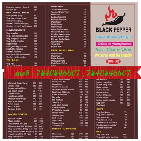 Menu at BLACK PEPPER, Noida, F - black (ABS markit ) sector - 51