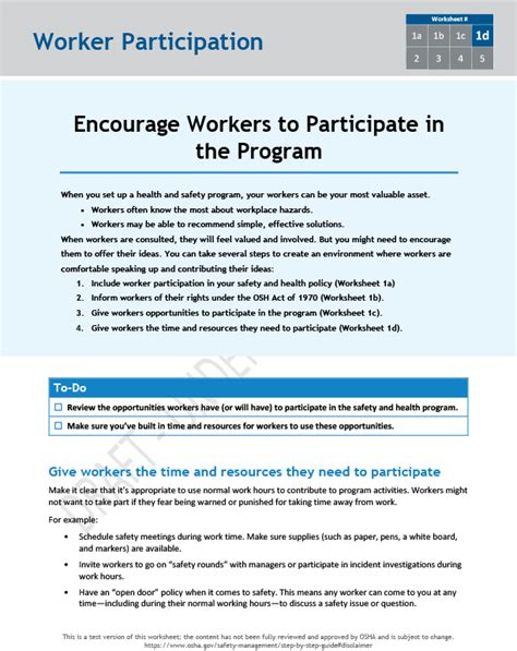 SHP - Worker Participation | Occupational Safety and Health Administration