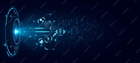Futuristic hud circle with holographic chart of connected hexagons and ...