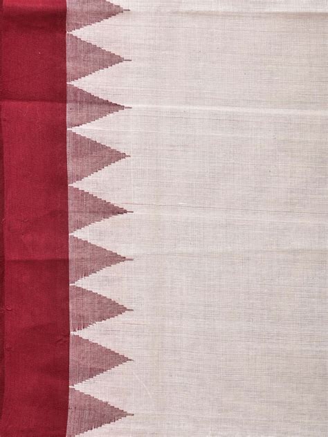 White Khadi Cotton Handloom Plain Saree with Temple Border Design kh06 ...